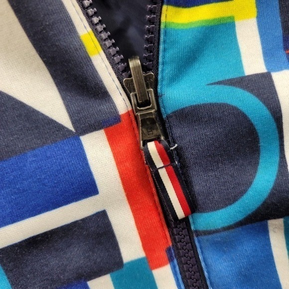 Tommy Hilfiger Reversible Varsity Jacket Mens Small Hooded Navy Blue RARE PRINT - Picture 7 of 12